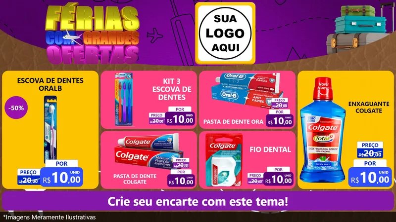 Modelo de TV para TV Horizontal com o tema Férias com Grandes Ofertas para Higiene Pessoal