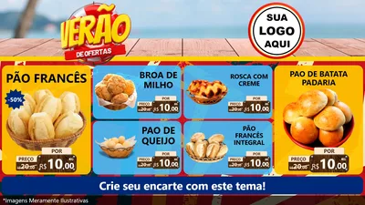 Modelo de TV para TV Horizontal com o tema Verão de Ofertas para Padaria