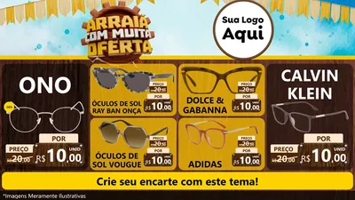 Modelo de TV para TV Horizontal com o tema Ofertas de São João - Junina para Óticas