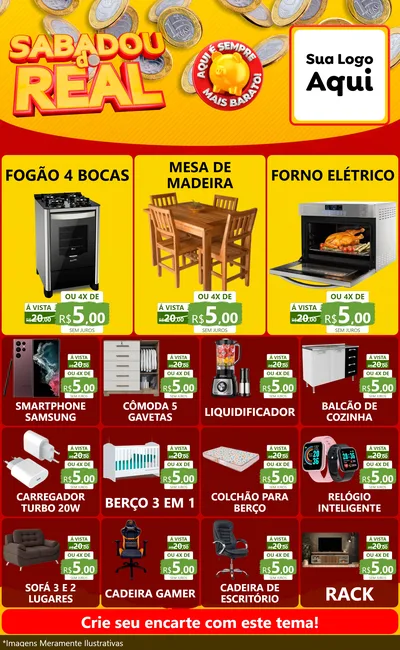 Modelo de Encarte para Encarte Grande com o tema Sabadou do Real para Móveis e Eletro