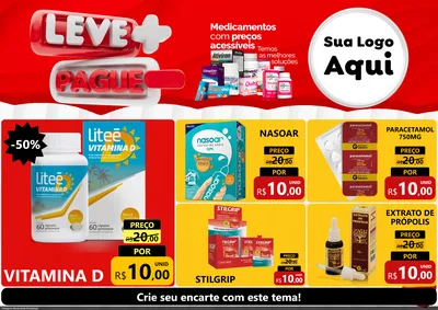 Modelo de Encarte para Encarte A4 Horizontal com o tema Leve Mais Pague Menos para Farmácia
