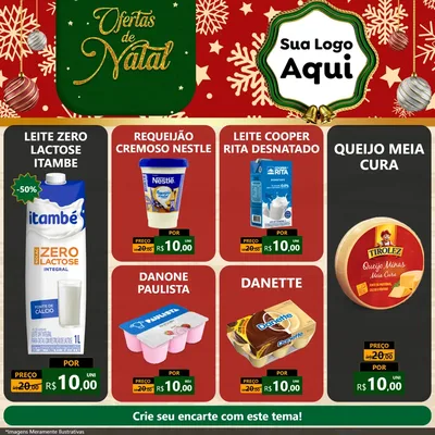 Modelo de Rede Social para Feed Facebook com o tema Natal de Ofertas para Frios e Laticínios