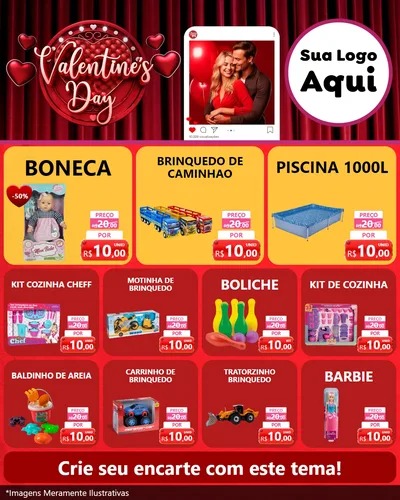 Modelo de Rede Social para Feed Instagram com o tema Valentine's Day para Brinquedos