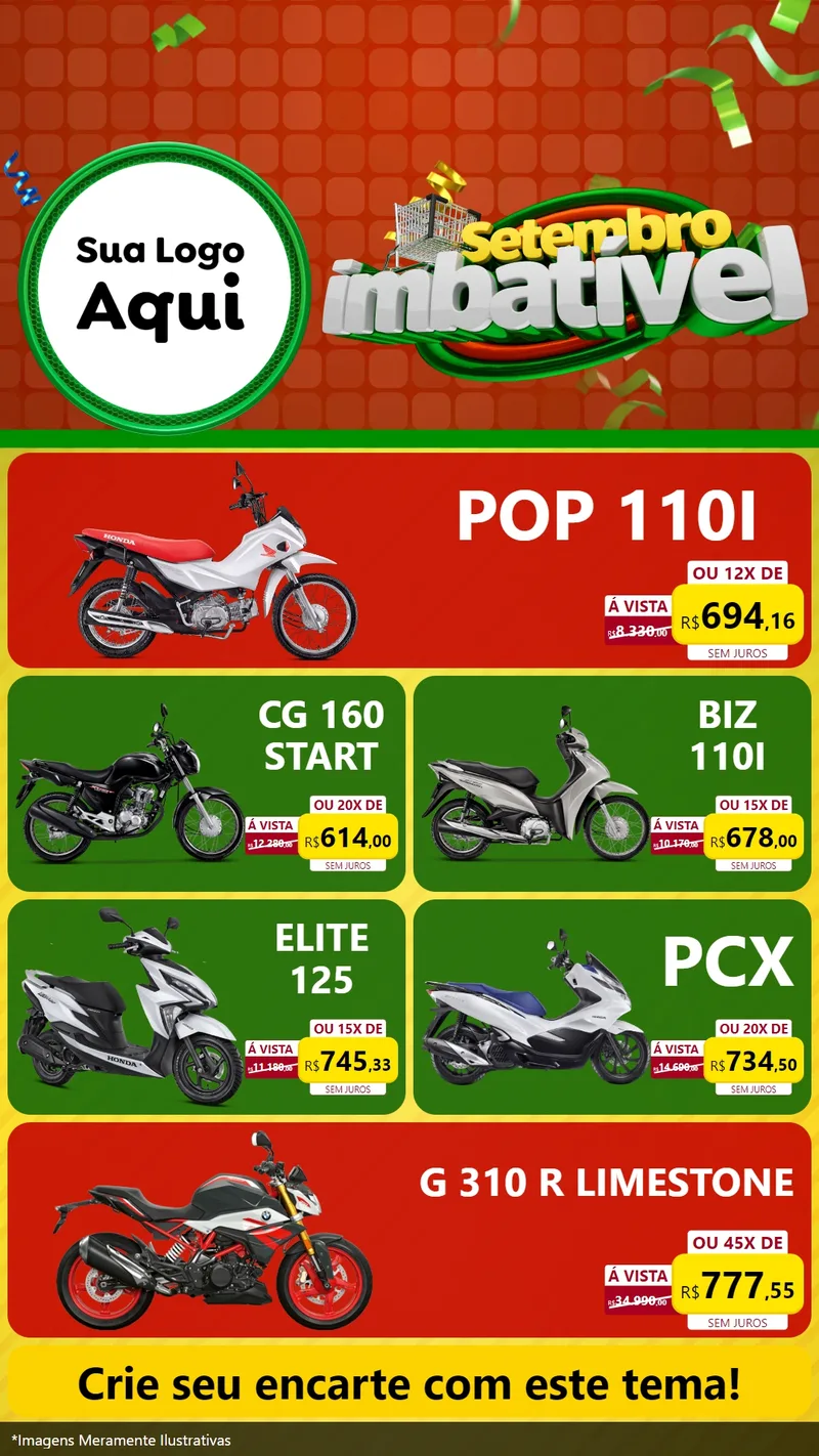 Modelo de TV para TV Vertical com o tema Setembro Imbatível para Concessionaria de Motos