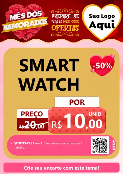 Modelo de Cartaz para Cartaz A4 Vertical com o tema Mês dos Namorados para Informática