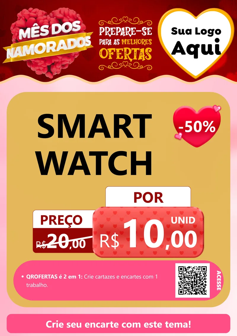 Modelo de Cartaz para Cartaz A4 Vertical com o tema Mês dos Namorados para Informática