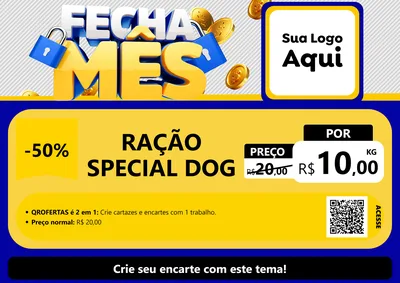 Modelo de Cartaz para Cartaz A4 Horizontal com o tema Fecha Mês para Pet Shop