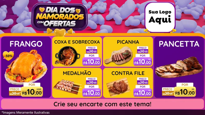 Modelo de TV para TV Horizontal com o tema Dia Dos Namorados Com Ofertas para Assados