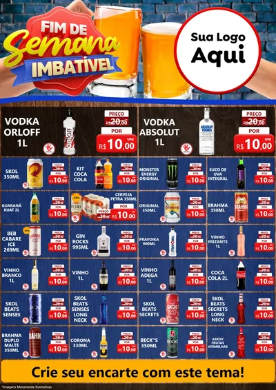 Modelo de Encarte para Encarte A4 Vertical com o tema Fim de Semana Imbatível Bebidas para Distribuidora de bebidas
