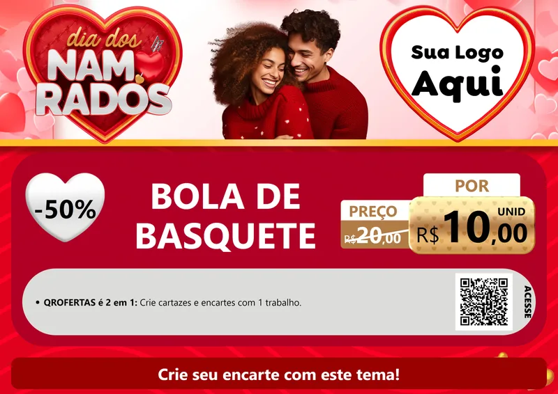 Modelo de Cartaz para Cartaz A4 Horizontal com o tema Dia dos Namorados para Artigos Esportivos