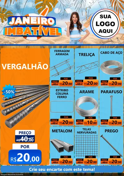 Modelo de Encarte para Encarte A4 Vertical com o tema Janeiro Imbatível para Ferragens