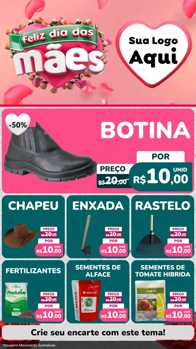 Modelo de Rede Social para Stories com o tema Feliz Dia das Mães para Agropecuária