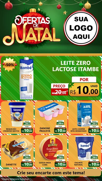 Modelo de Rede Social para Stories com o tema Ofertas de Natal para Frios e Laticínios