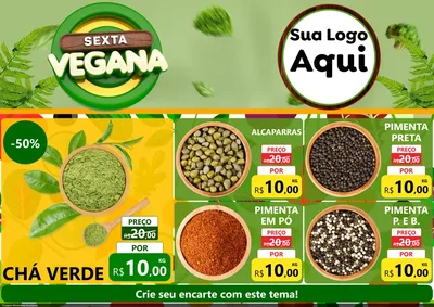Modelo de Encarte para Encarte A4 Horizontal com o tema Sexta Vegana para Produtos Naturais