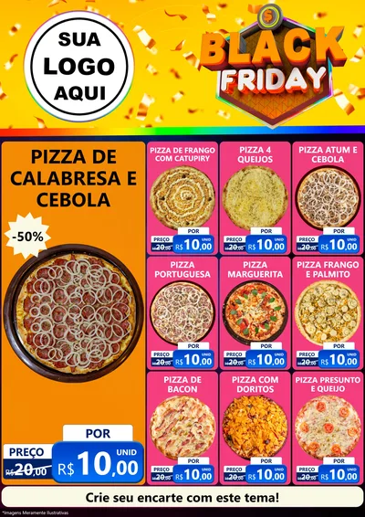 Modelo de Encarte para Encarte A4 Vertical com o tema Black Friday para Pizzaria