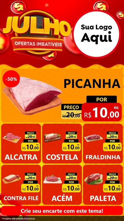 Modelo de Rede Social para Stories com o tema Julho Ofertas Imbatíveis para Açougue