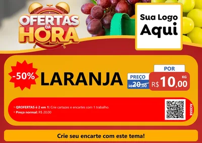 Modelo de Cartaz para Cartaz A4 Horizontal com o tema Ofertas da Hora para Hortifrúti