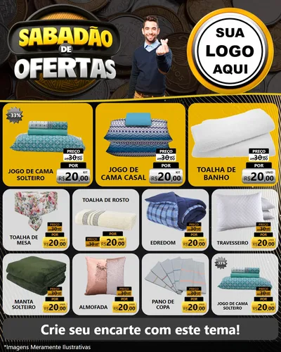 Modelo de Rede Social para Feed Instagram com o tema Sabadão de Ofertas para Cama, Mesa e Banho