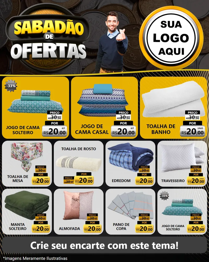 Modelo de Rede Social para Feed Instagram com o tema Sabadão de Ofertas para Cama, Mesa e Banho