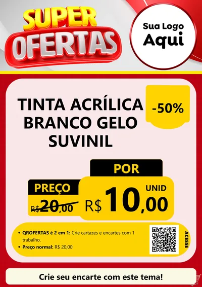 Modelo de Cartaz para Cartaz A4 Vertical com o tema Super Ofertas para Tintas e Ferramentas