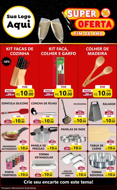 Modelo de Encarte para Encarte Grande com o tema Super Oferta Fim de Ano para Utilidades Domésticas