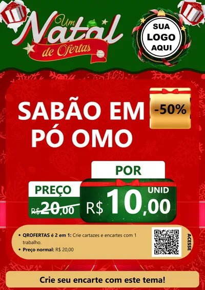 Modelo de Cartaz para Cartaz A4 Vertical com o tema Um Natal de Ofertas para Produtos de Limpeza