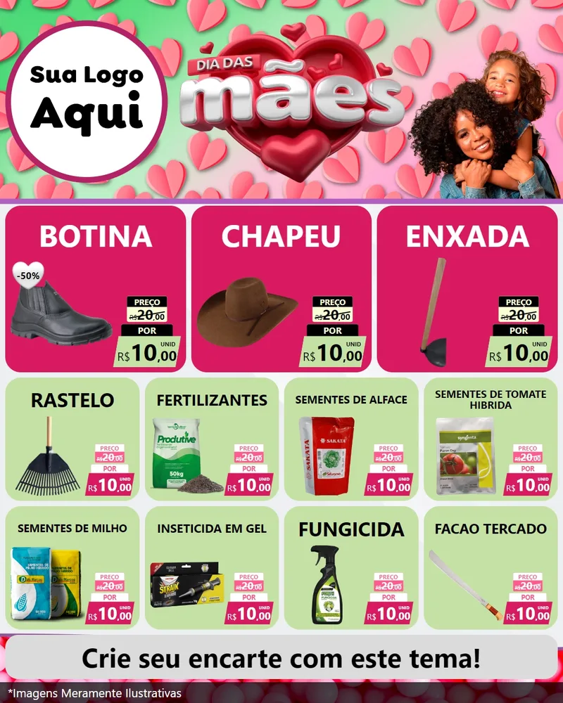 Modelo de Rede Social para Feed Instagram com o tema Dia das Mães para Agropecuária