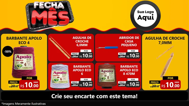 Modelo de TV para TV Horizontal com o tema Fecha Mês para Armarinho e Aviamentos
