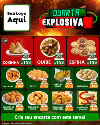 Modelo de Rede Social para Feed Instagram com o tema Quarta Explosiva para Salgadaria