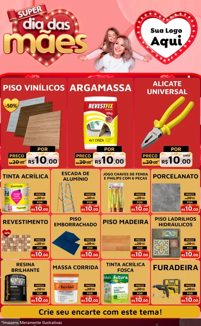 Modelo de Encarte para Encarte Grande com o tema Super Dia Das Mães para Material para Construção