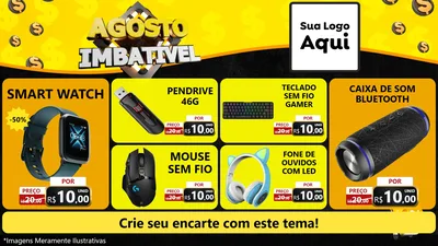 Modelo de TV para TV Horizontal com o tema Agosto Imbatível para Informática
