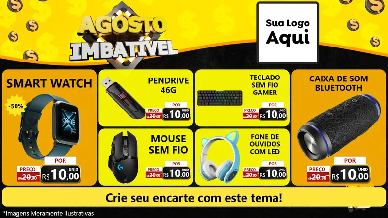 Modelo de TV para TV Horizontal com o tema Agosto Imbatível para Informática