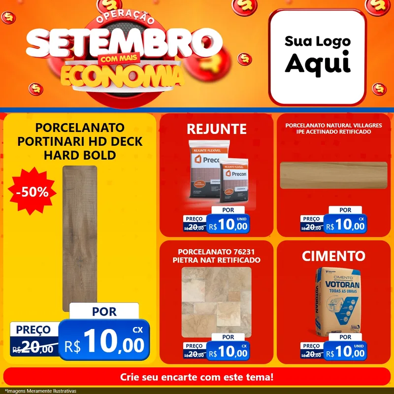 Modelo de Rede Social para Feed Facebook com o tema Operação Setembro Com Muita Economia para Pisos e revestimentos