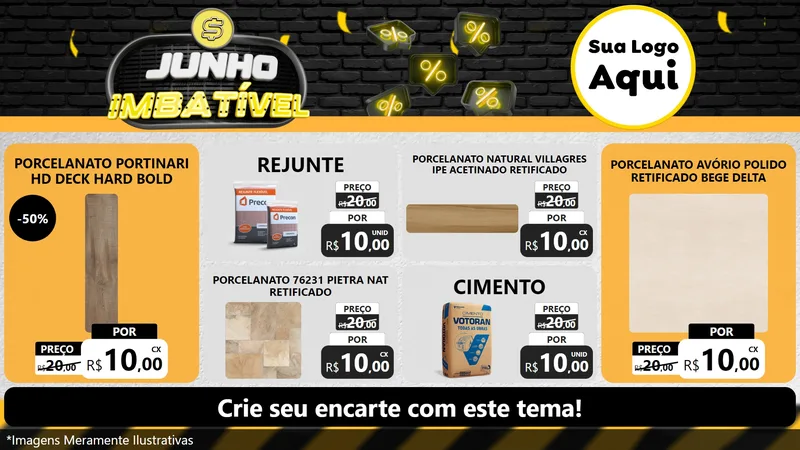 Modelo de TV para TV Horizontal com o tema Junho Imbatível para Pisos e revestimentos