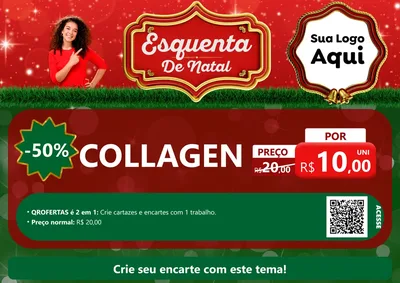Modelo de Cartaz para Cartaz A4 Horizontal com o tema Esquenta de Natal para Suplementos alimentares