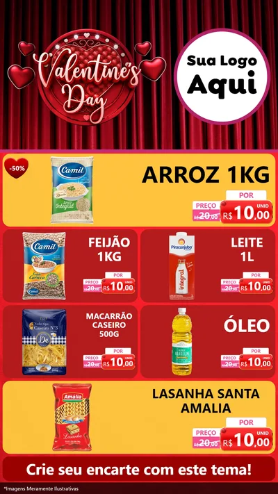 Modelo de TV para TV Vertical com o tema Valentine's Day para Supermercado