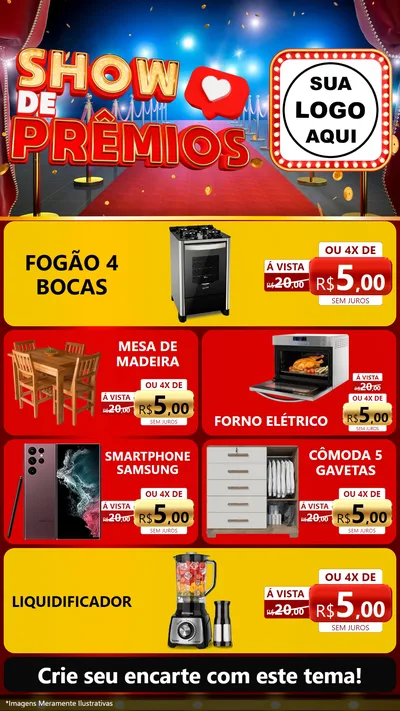 Modelo de TV para TV Vertical com o tema Show de Prêmios para Móveis e Eletro