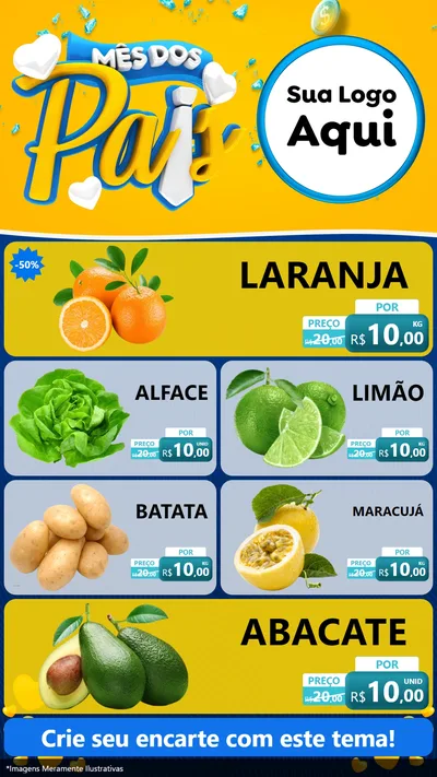 Modelo de TV para TV Vertical com o tema Mês dos Pais para Hortifrúti