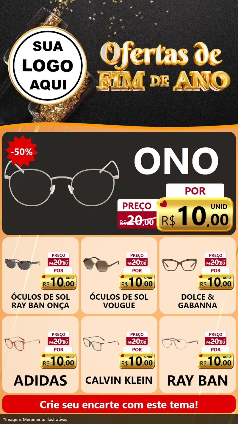 Modelo de Rede Social para Stories com o tema Ofertas de Fim de Ano para Óticas