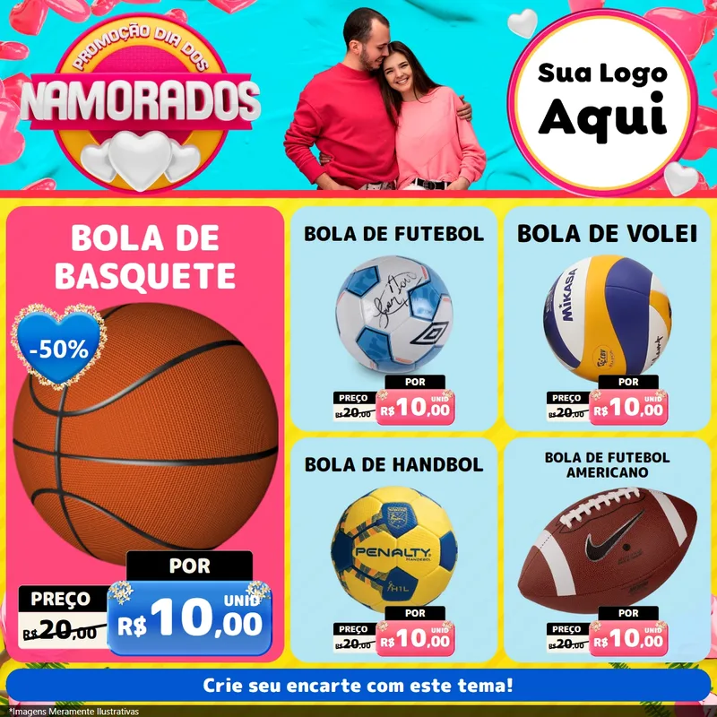 Modelo de Rede Social para Feed Facebook com o tema Promoção Dia dos Namorados para Artigos Esportivos