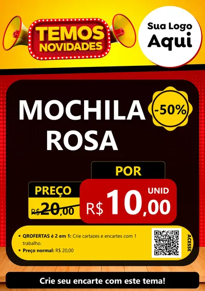 Modelo de Cartaz para Cartaz A4 Vertical com o tema Temos Novidades para Papelaria