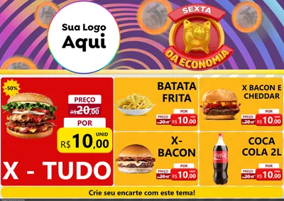 Modelo de Encarte para Encarte A4 Horizontal com o tema Sexta da Economia para Hamburgueria