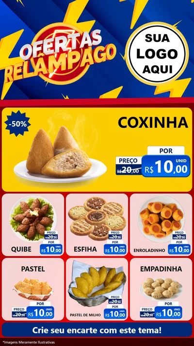 Modelo de Rede Social para Stories com o tema Ofertas Relâmpago para Salgadaria