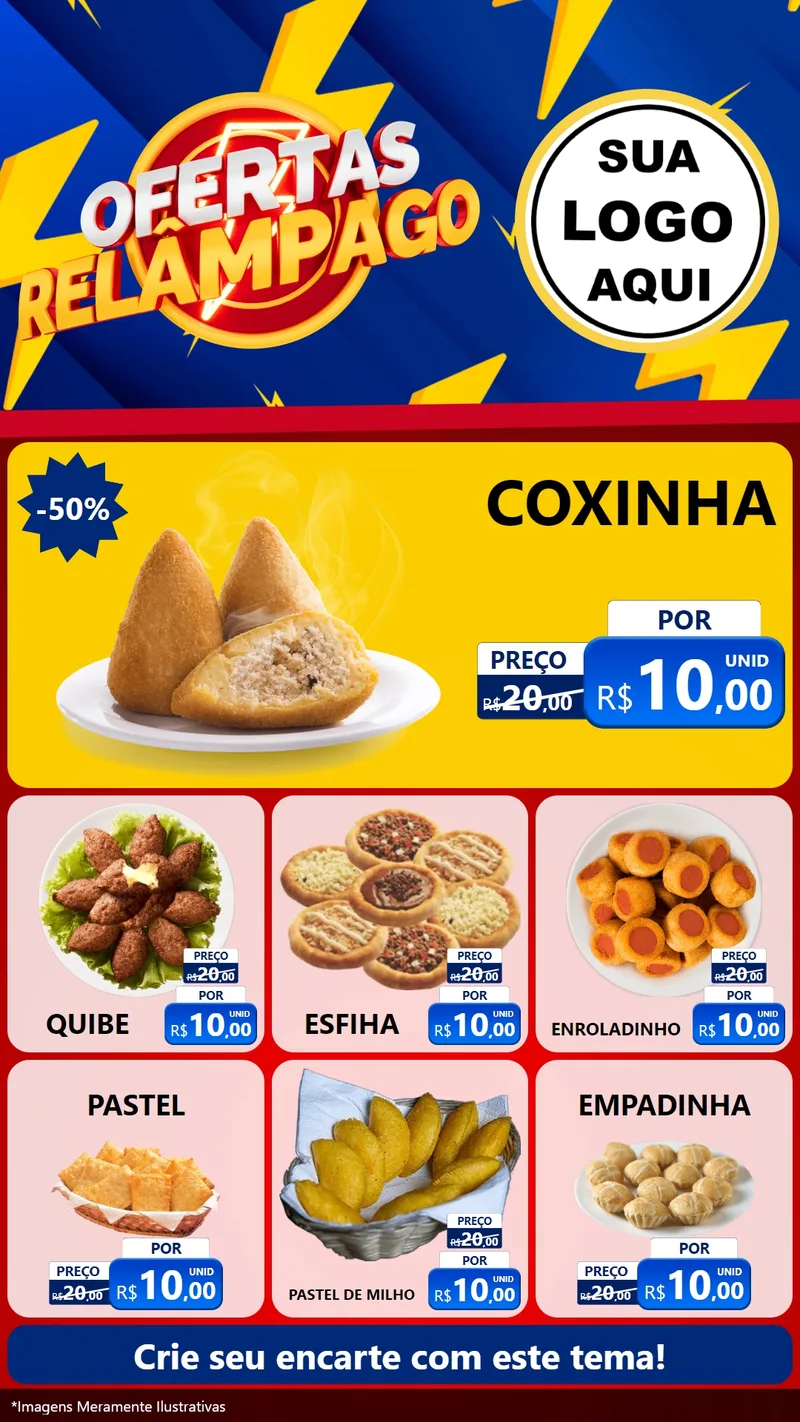 Modelo de Rede Social para Stories com o tema Ofertas Relâmpago para Salgadaria