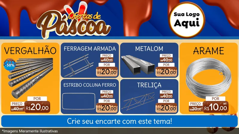 Modelo de TV para TV Horizontal com o tema Ofertas de Páscoa para Ferragens