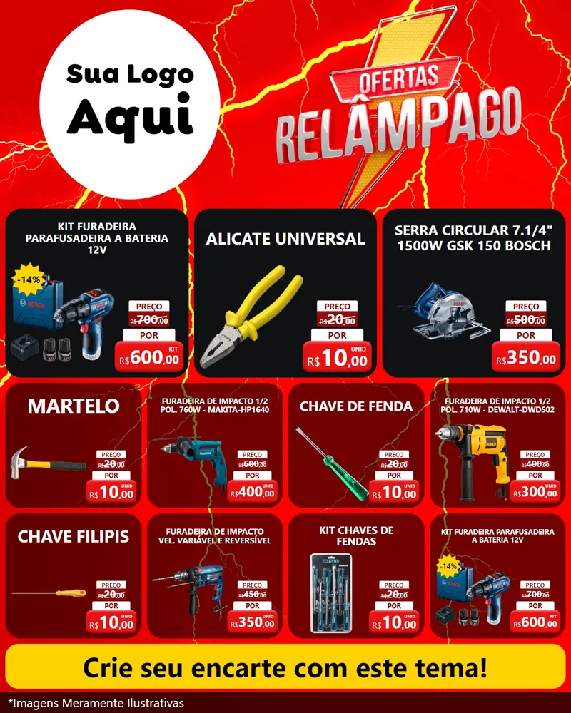 Modelo de Rede Social para Feed Instagram com o tema Ofertas Relâmpago para Maquinas e Ferramentas