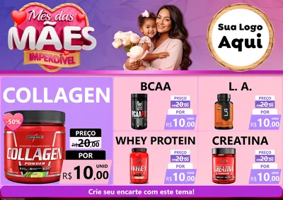 Modelo de Encarte para Encarte A4 Horizontal com o tema Mês das Mães Imperdível para Suplementos alimentares