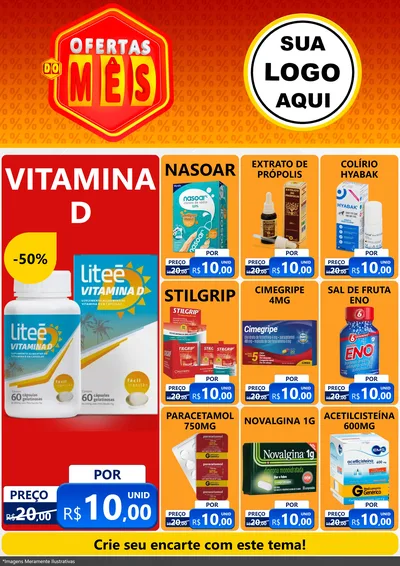 Modelo de Encarte para Encarte A4 Vertical com o tema Ofertas do Mês para Farmácia