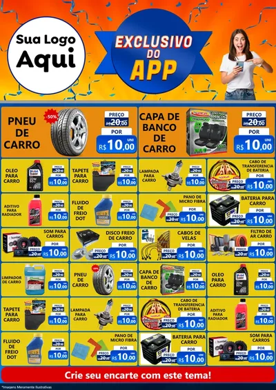 Modelo de Encarte para Encarte A4 Vertical com o tema Exclusivo do Aplicativo para Auto peças