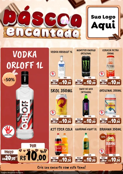 Modelo de Encarte para Encarte A4 Vertical com o tema Páscoa Encantada para Distribuidora de bebidas